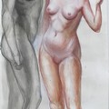 Fox and Wolf, ink, ruddle, charcoal and acryl on paper, 167x65cm, 2010